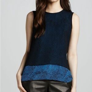 Tibi 100% SILK black and blue snakeskin print sleeveless top - Size 6